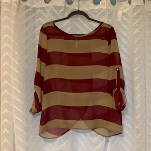 Red and Tan Blouse